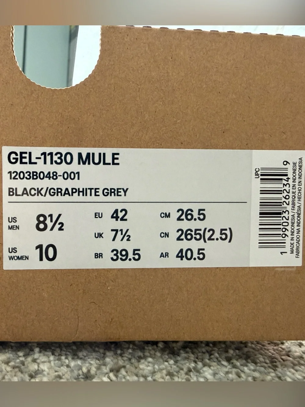 ASICS Black & Silver GEL-1130 Mule Women 10/Men 8.5 NWT - Picture 3 of 12